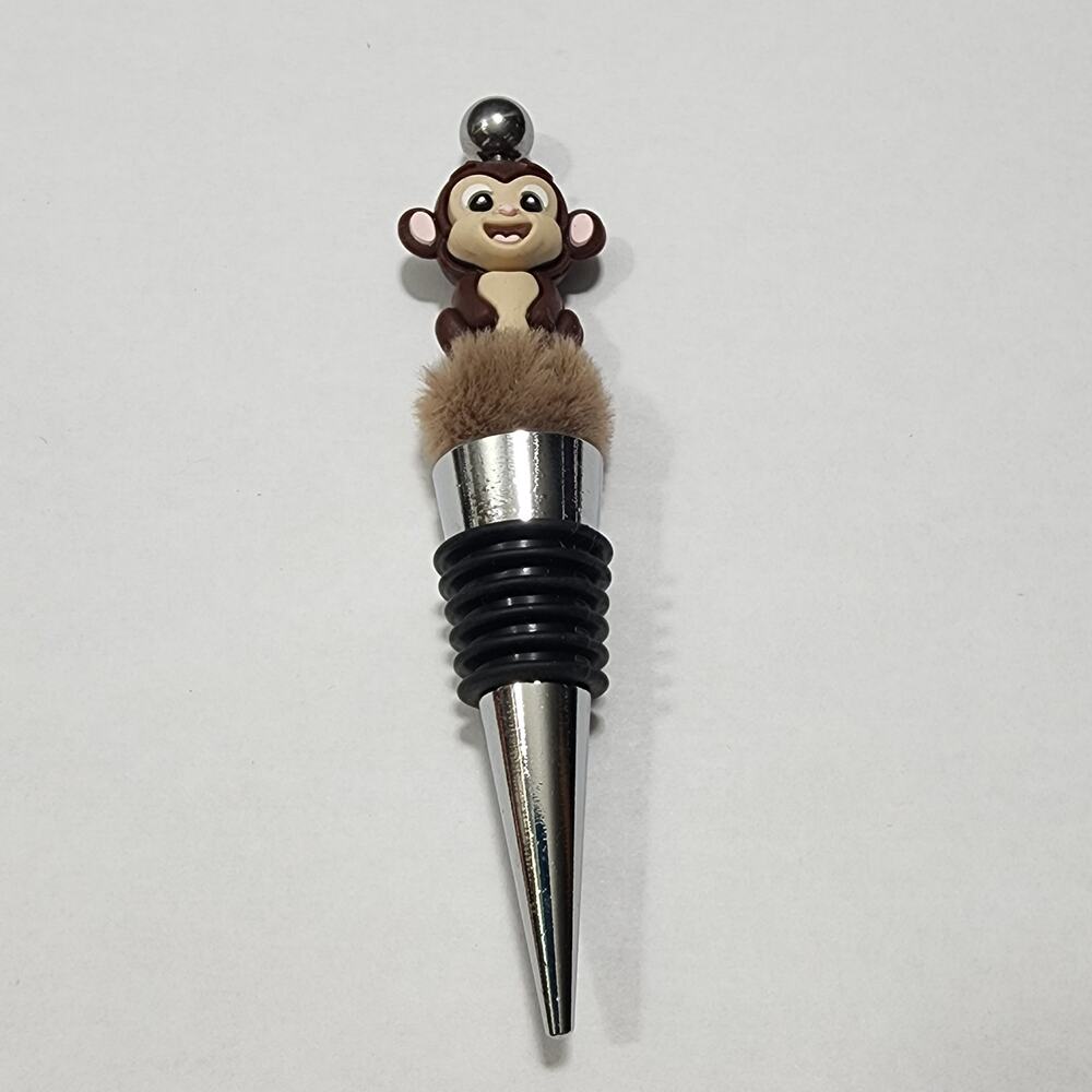 Silicone Monkey Beaded Wine Bottle Stopper Cork Handmade NEW